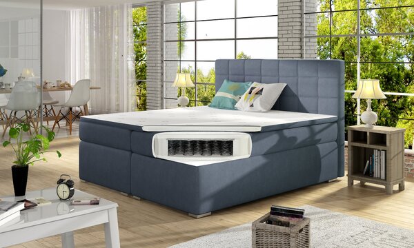 HezkýNábytek.cz Boxspring postel 180 cm Abbie (světle šedá) (s matracemi). 1027425