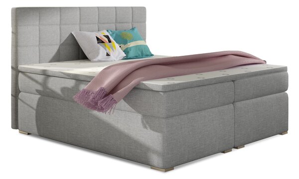 Boxspring postel 140 cm Abbie (světle šedá) (s matracemi)