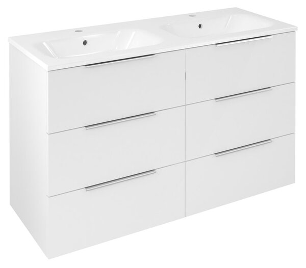 Sapho Sapho, CIRASA umyvadlová skříňka 118,4x75x46cm, 3x zásuvka, bílá lesk, CR121-3030-31