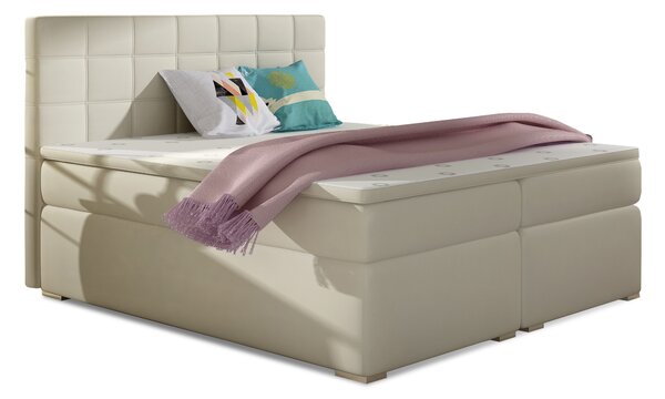 Boxspring postel 140 cm Abbie (světlobéžová) (s matracemi)
