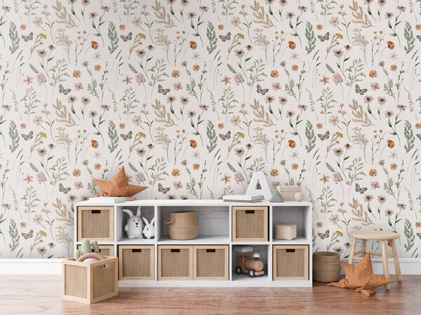 FUGU Dětská tapeta Luční květiny – Country Flowers Materiál: Digitální eko vlies - klasická tapeta nesamolepicí