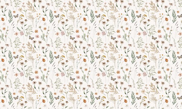FUGU Dětská tapeta Luční květiny – Country Flowers Materiál: Digitální eko vlies - klasická tapeta nesamolepicí