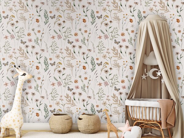 FUGU Dětská tapeta Luční květiny – Country Flowers Materiál: Digitální eko vlies - klasická tapeta nesamolepicí
