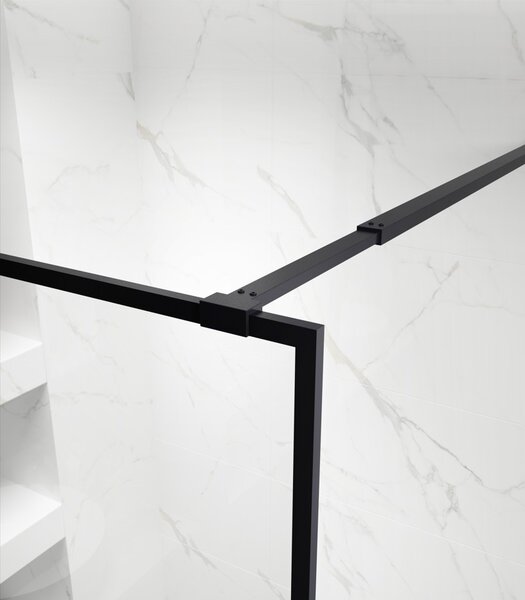 Erga Paris, sprchová zástěna Walk-In 50x200 cm v černém rámu, 8mm čiré sklo, černý profil, ERG-V02-PARIS-050x200-BF