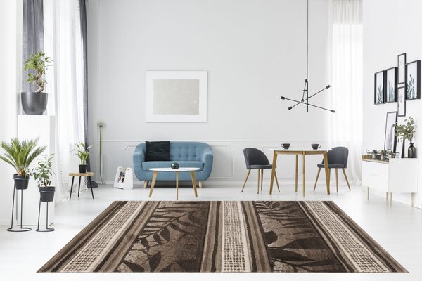 Makro Abra Kusový koberec SUMATRA H093A Listí béžový hnědý Rozměr: 80x150 cm