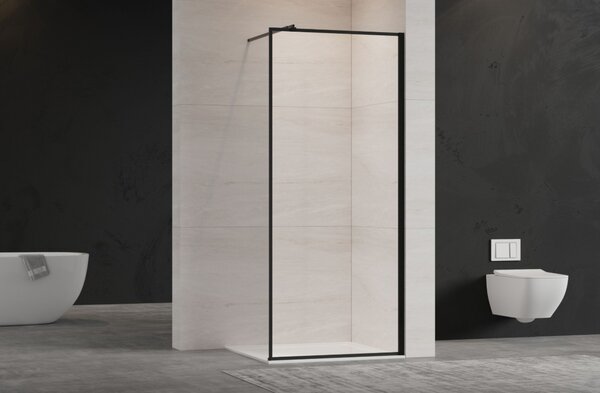 Erga Paris, sprchová zástěna Walk-In 50x200 cm v černém rámu, 8mm čiré sklo, černý profil, ERG-V02-PARIS-050x200-BF