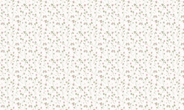 FUGU Tapeta do dětského pokoje Jetelová louka – Clover Meadow Materiál: Digitální eko vlies - klasická tapeta nesamolepicí