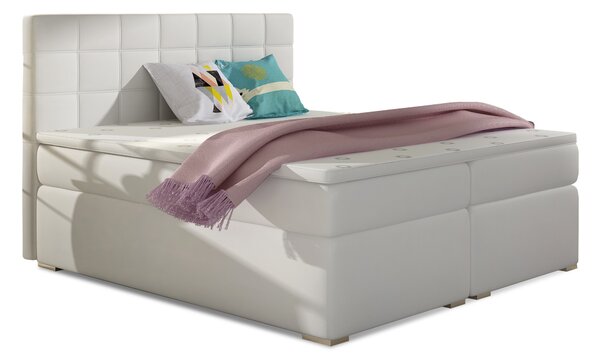 Manželská postel Boxspring 140 cm Abbie (bílá) (s matracemi). 1027410