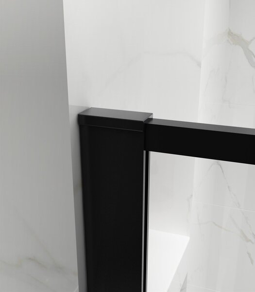 Erga Paris, sprchová zástěna Walk-In 50x200 cm v černém rámu, 8mm čiré sklo, černý profil, ERG-V02-PARIS-050x200-BF