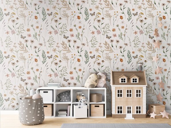 FUGU Dětská tapeta Luční květiny – Country Flowers Materiál: Digitální eko vlies - klasická tapeta nesamolepicí