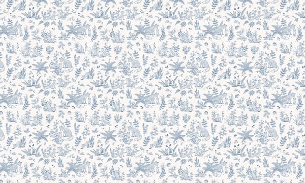 FUGU Tapeta pro děti s liškami modrá – Fun Foxes Blue Materiál: Digitální eko vlies - klasická tapeta nesamolepicí