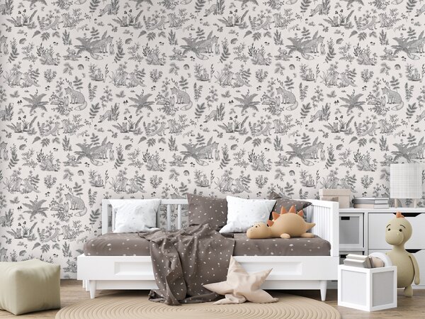 FUGU Dětská tapeta s liškami černobílá – Fun Foxes Black Materiál: Digitální eko vlies - klasická tapeta nesamolepicí