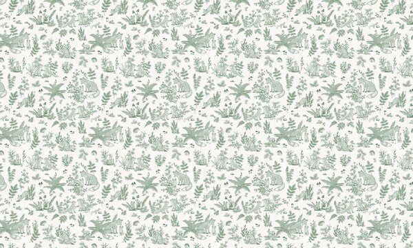 FUGU Dětská tapeta s liškami zelená – Fun Foxes Green Materiál: Digitální eko vlies - klasická tapeta nesamolepicí