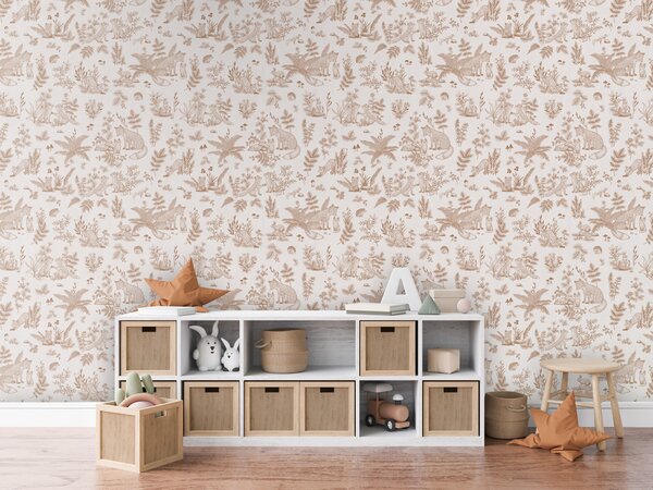 FUGU Designová dětská tapeta s liškami – Fun Foxes Sepia Materiál: Digitální eko vlies - klasická tapeta nesamolepicí
