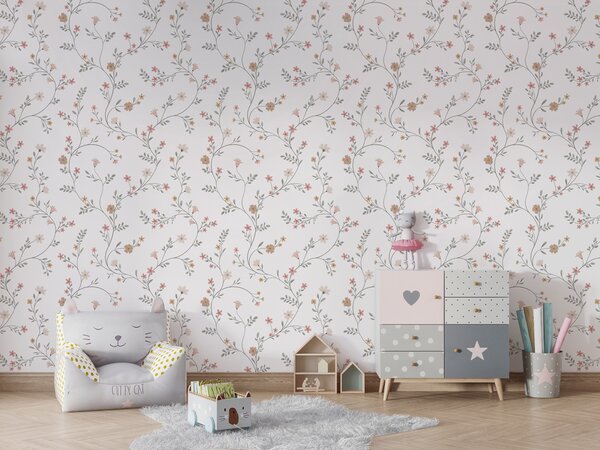 FUGU Dětská tapeta Jemné kvítky – Pretty Flowers Materiál: Digitální eko vlies - klasická tapeta nesamolepicí
