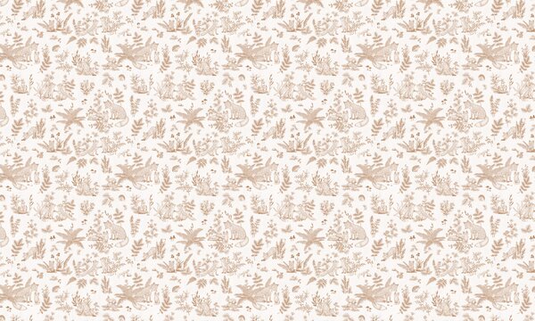 FUGU Designová dětská tapeta s liškami – Fun Foxes Sepia Materiál: Digitální eko vlies - klasická tapeta nesamolepicí