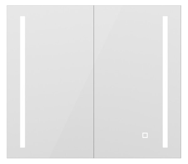 Erga Hana, zrcadlová galerka s LED osvětlením 80x70cm s integrovanou zásuvkou, bílá, ERG-V05-HANA-8070-WH