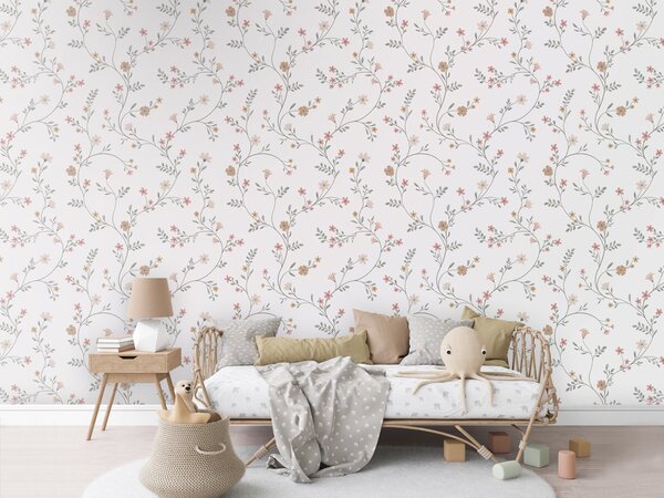 FUGU Dětská tapeta Jemné kvítky – Pretty Flowers Materiál: Digitální eko vlies - klasická tapeta nesamolepicí