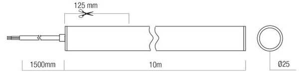 Arelux Flexibilní LED trubice XLOOP 25 ROUND, RGBW, 48V, IP65