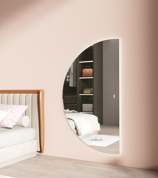 Erga Kori, půlkruhové LED zrcadlo 80x140cm, 3105 lm, 3 barvy světla, ERG-V01-KORI-8014-CL
