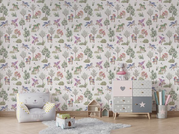 FUGU Dětská tapeta Kouzelní jednorožci – Amazing Unicorns Materiál: Digitální eko vlies - klasická tapeta nesamolepicí