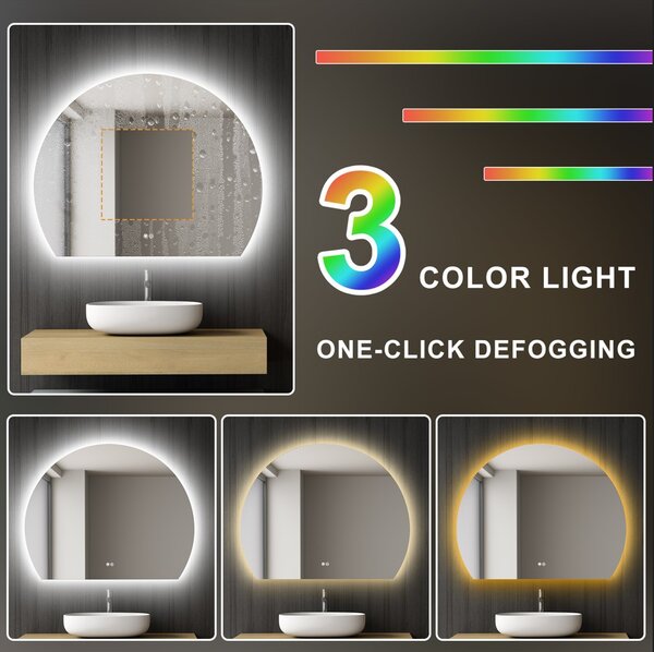 Erga Paloma, LED zrcadlo 100x80cm, 2415 lm, 3 barvy světla, ERG-V01-PALOMA-1080-CL