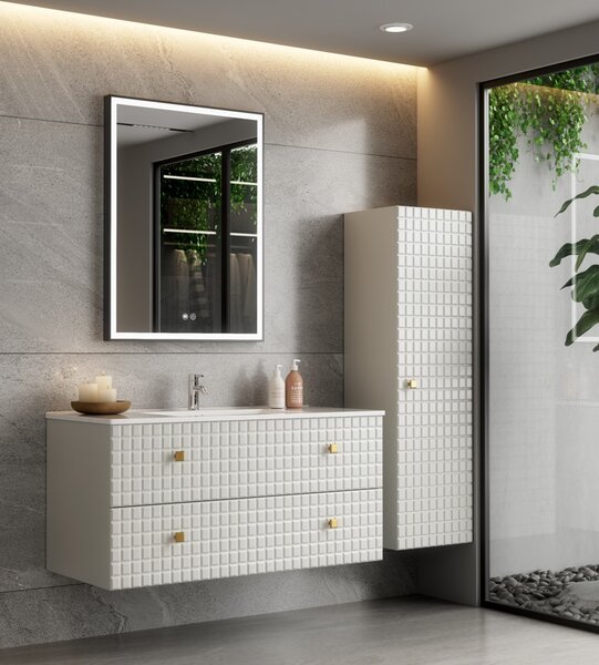 Erga Samira, LED zrcadlo 60x80cm v černém rámu, 2185 lm, 3 barvy světla, přední/zadní osvětlení, ERG-V01-SAMIRA-6080-BK