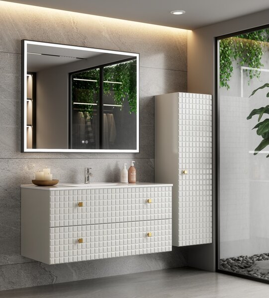 Erga Samira, LED zrcadlo 100x80cm v černém rámu, 2760 lm, 3 barvy světla, přední/zadní osvětlení, ERG-V01-SAMIRA-1080-BK