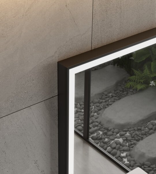 Erga Samira, LED zrcadlo 100x80cm v černém rámu, 2760 lm, 3 barvy světla, přední/zadní osvětlení, ERG-V01-SAMIRA-1080-BK