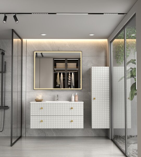 Erga Samira, LED zrcadlo 100x80cm v černém rámu, 2760 lm, 3 barvy světla, přední/zadní osvětlení, ERG-V01-SAMIRA-1080-BK