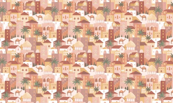 FUGU Tapeta pro děti Město v poušti – Desert Stories Materiál: Digitální eko vlies - klasická tapeta nesamolepicí