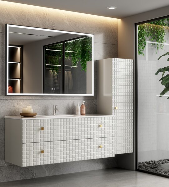 Erga Samira, LED zrcadlo 120x80cm v černém rámu, 3105 lm, 3 barvy světla, přední/zadní osvětlení, ERG-V01-SAMIRA-1280-BK
