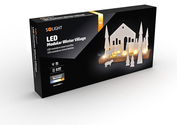 SOLIGHT LED zimní vesnička, modulární, 14 prvků, 10x LED, 2x AAA