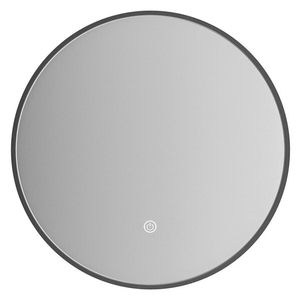 Erga Emma, ​​kulaté LED zrcadlo 50cm, černý kovový rám, 1150 lm, 6500K, zadní osvětlení, ERG-V01-201-5050-BK