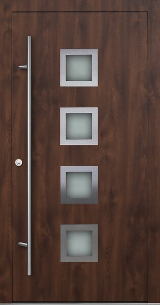 FM TÜREN Vchodové dveře s ocelovým opláštěním FM Turen model DS13 Orientace dveří: Levé, otevírání dovnitř, Dekor: Ořech, Standardní rozměr: 98 cm x 208 cm - vnější rozměr rámu
