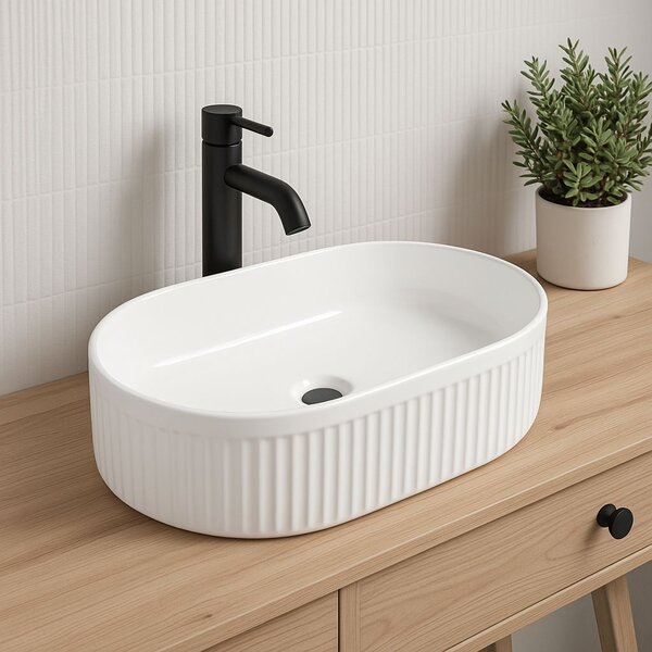 Erga Halle, umyvadlo na desku 490x315x130 mm, bílá lesklá, ERG-V03-HALLE49-WH