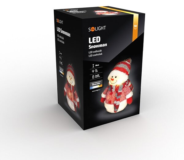 SOLIGHT LED sněhulák, 26cm, 6x LED, IP20, 3x AA