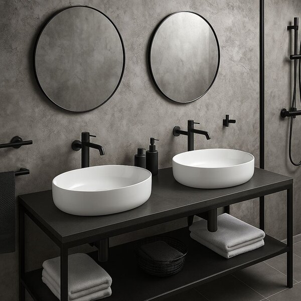 Erga Oval, umyvadlo na desku 550x400x140 mm, bílá lesklá, ERG-V03-OVAL55-WH