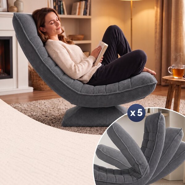 Deuba Relaxační manšestrové křeslo - šedé