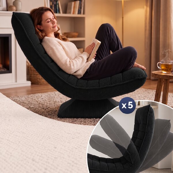 Deuba Relaxační manšestrové křeslo - černé