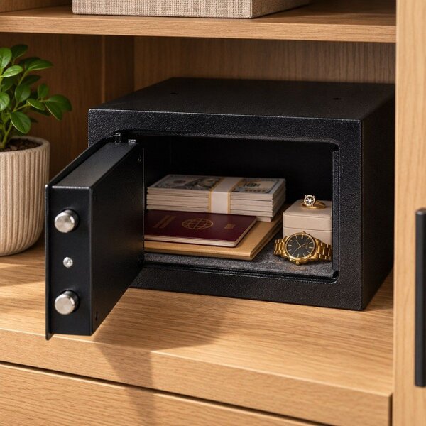 Trezor na peníze na klíč 23x17x17 cm SPRINGOS HA5278 černý