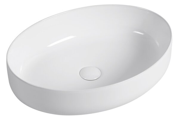 Erga Oval, umyvadlo na desku 550x400x140 mm, bílá lesklá, ERG-V03-OVAL55-WH