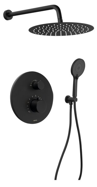Sapho Sapho, Podomítkový sprchový set s termostatickou baterií, box, 2 výstupy, černá mat, RH396B-01
