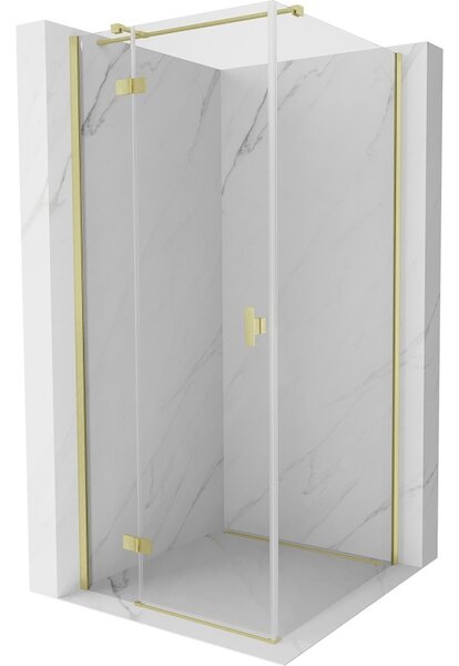 Mexen Mist HT, sprchový kout s výklopnými dveřmi levý 70 x 70 cm, čiré sklo, zlatá matná, 8A5T-070-070-55-00-L
