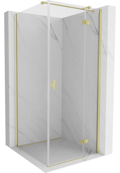 Mexen Mist HT, sprchový kout s výklopnými dveřmi pravý 80 x 80 cm, čiré sklo, zlatá matná, 8A5T-080-080-55-00-P