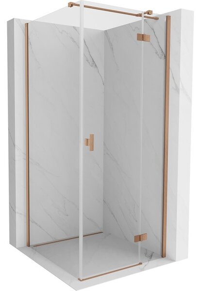 Mexen Mist HT, sprchový kout s výklopnými dveřmi pravý 80 x 80 cm, čiré sklo, měděná matná, 8A5T-080-080-65-00-P