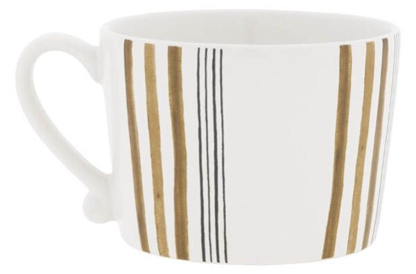 Bastion Collections hrnek LITTLE STRIPES 240 ml, bílý/hnědý/černý