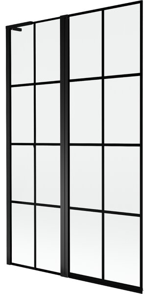 Mexen Mist L, 2-křídlová vanová zástěna, levá 110 x 150 cm, černá mřížka, černá - 8A9L-110-011-70-77-L