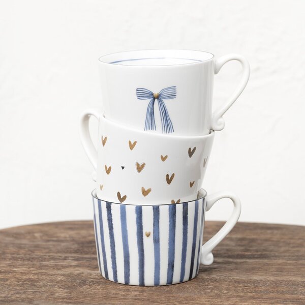 Bastion Collections hrnek LITTLE HEARTS 240 ml, bílý/hnědý