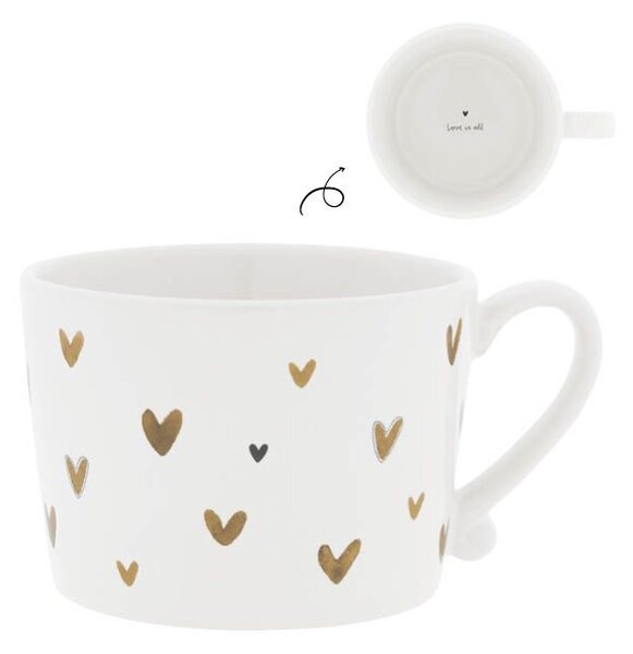 Bastion Collections hrnek LITTLE HEARTS 240 ml, bílý/hnědý
